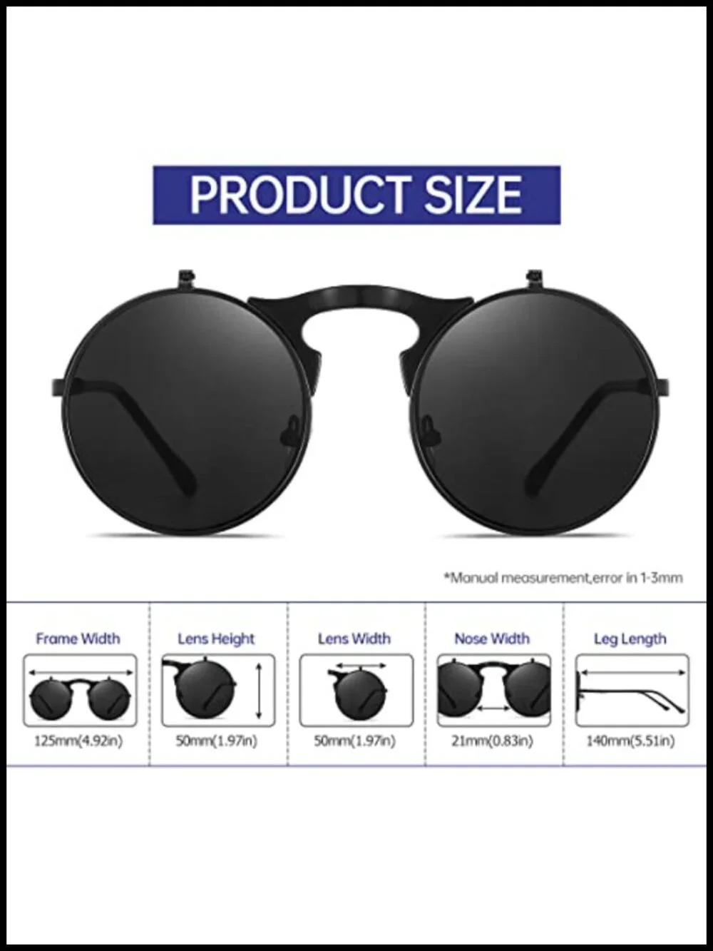 Steampunk Round Flip Up Sunglasses with Double Lenses UV400